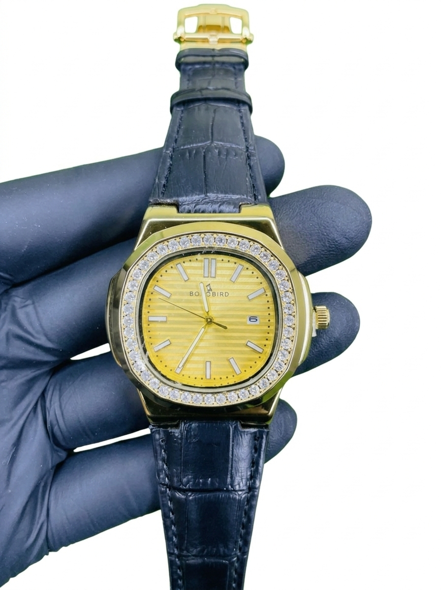 Patek Philippe Stones Golden/Black Straps